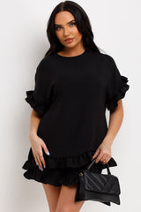 shorts and blouse two piece set black