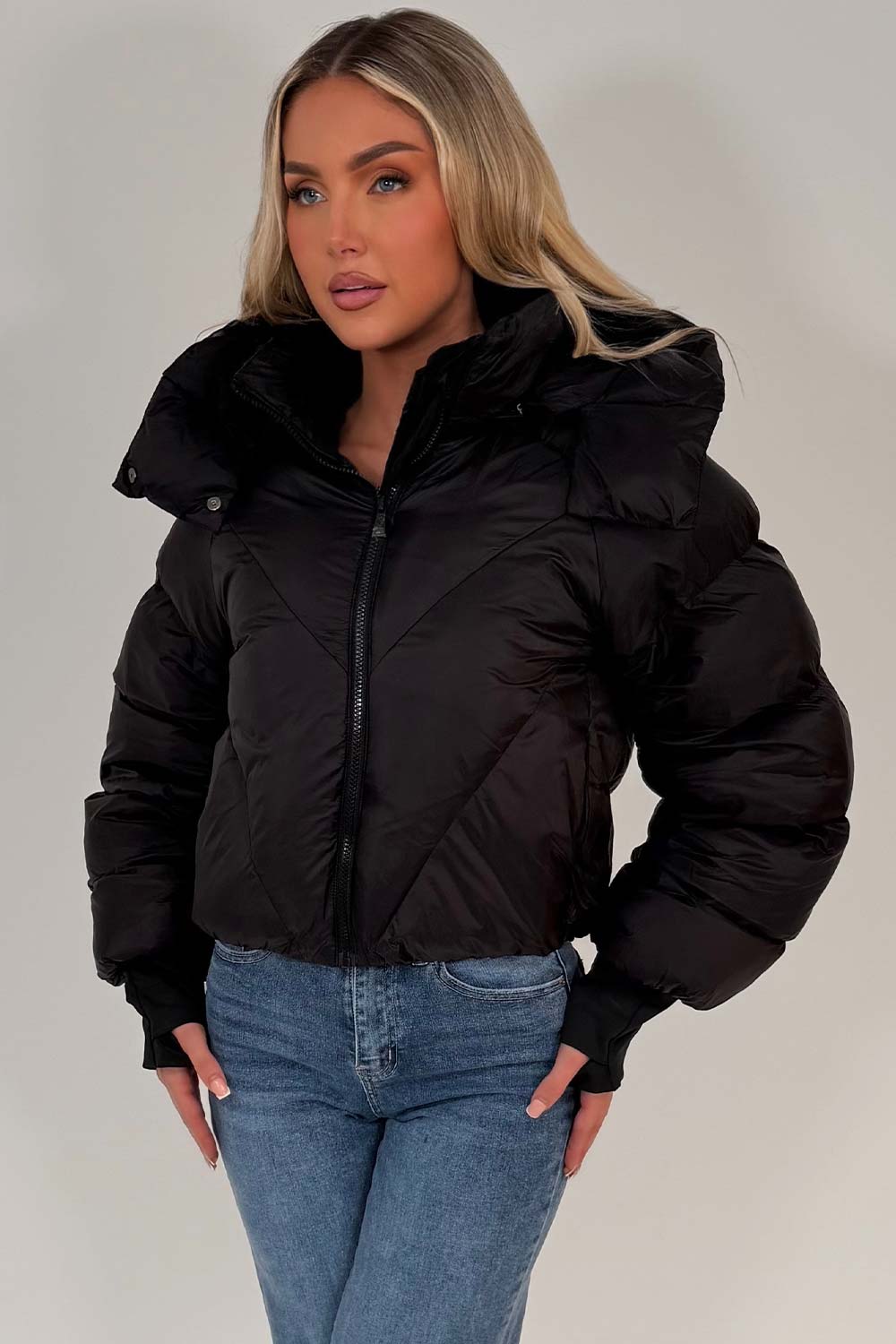 womens black puffer jacket styledup uk