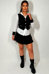 womens skort shirt and waistcoat three piece matching outfit set