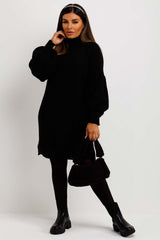 womens roll neck long sleeve knitted jumper dress christmas outfit