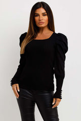 womens jumper with puff sleeves
