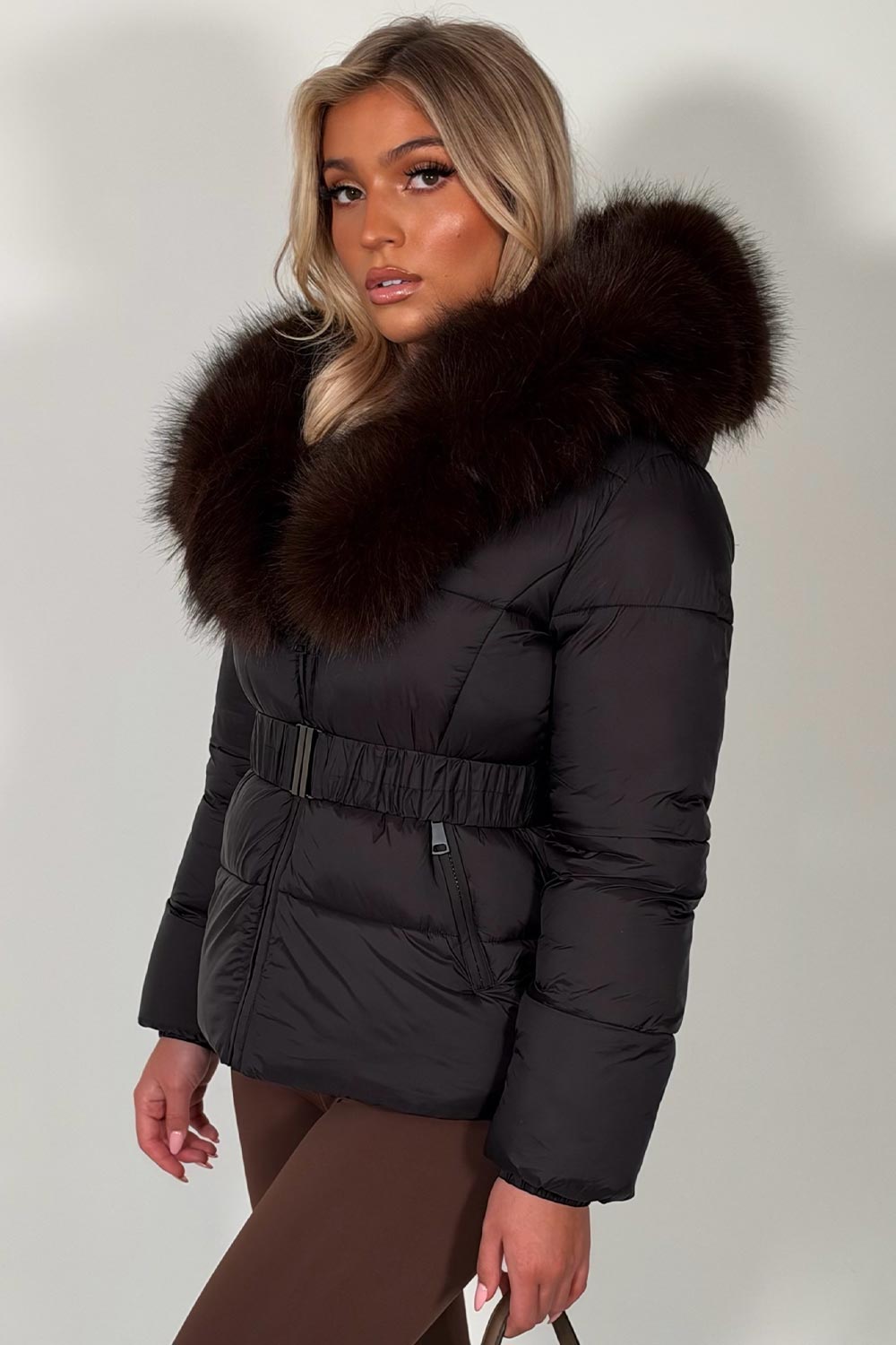 womens jacket with fur hood y2k