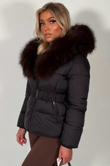 womens jacket with fur hood y2k