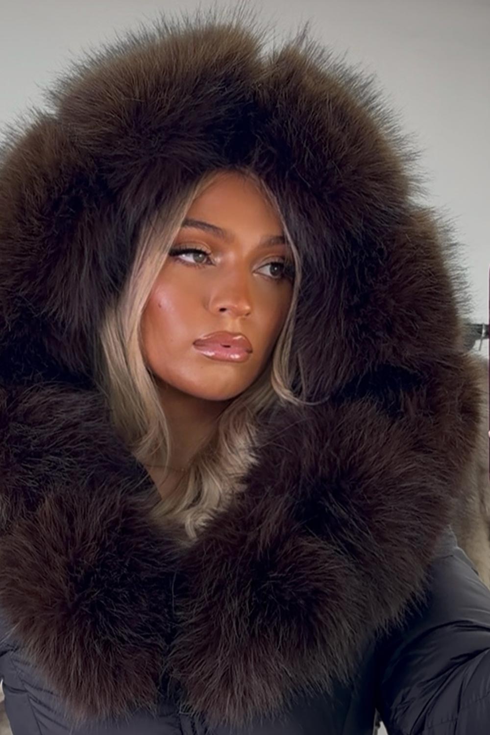 puffer coat with fur hood and belt styledup uk