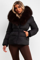 womens puffer padded winter jacket with fur hood premium quality uk