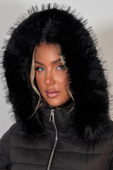 faux fur hood padded puffer winter jacket styledup uk