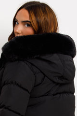 black puffer jacket with fur hood zara womens