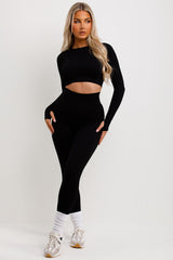womens gym wear leggings and top co ord set