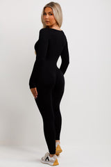 womens long sleeve jumpsuit with scrunch bum