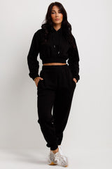 womens crop hoodie and joggers co ord tracksuit set