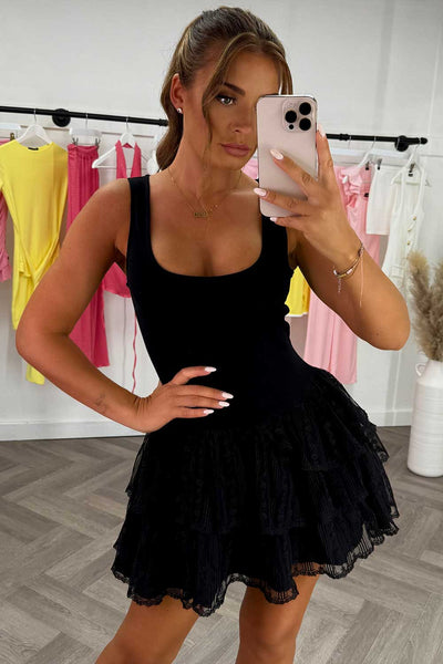 Frill Mock Neck Lantern Sleeve Asymmetrical Ruffle Hem Dress