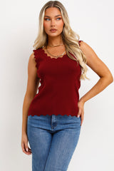 womens scalloped neck knitted top 
