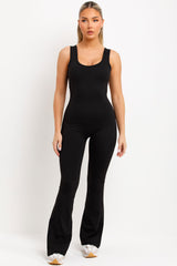 black jumpsuit with ruched bum booty lifting