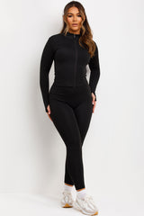 zip up sculpt sports jacket and leggings two piece set