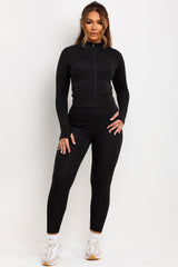 womens zip up jacket and leggings two piece set