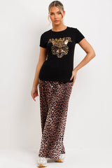 womens black t shirt with diamante tiger styledup