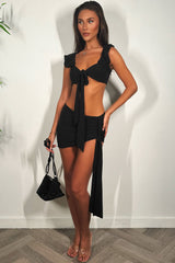 ruffle shoulder bikini and skirt set festival summer holiday co ord