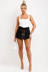 mini skort with buckle detail