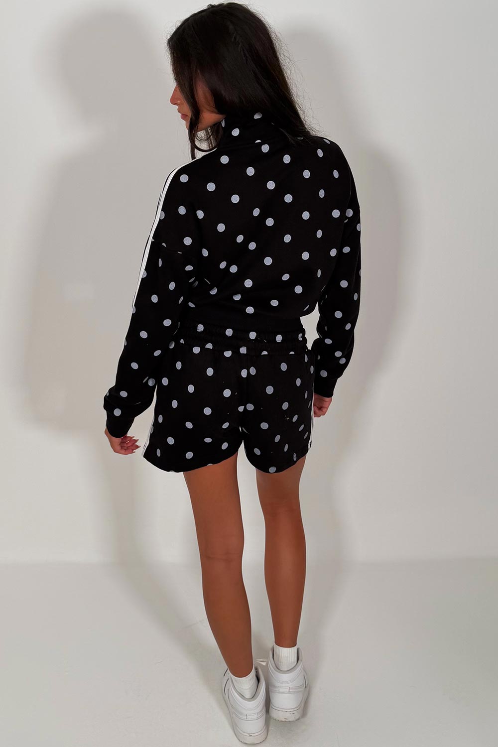 black short tracksuit polka dot print styledup uk