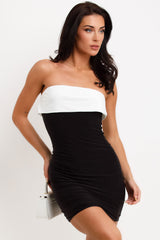 bandeau dress with fold over detail