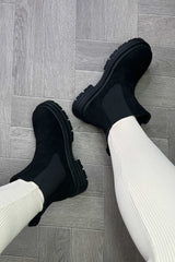 womens black suede ankle boots chelsea style
