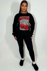 cherry leopard print jumper sweatshirt womens loungewear