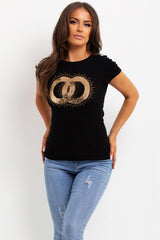 gold sequin t shirt womens