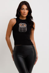 sparkly diamante rings going out ribbed crop top christmas outfit