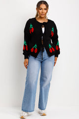 cherry knit knot front cardigan womens styled up