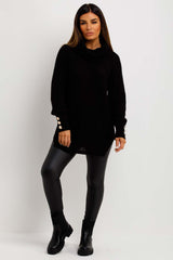 gold button roll neck knitted jumper