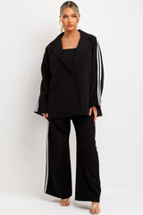 womens blazer jacket and wide leg trousers co ord set styled up