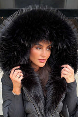 faux fur hood winter puffer jacket with fur trim really warm cosy and trending