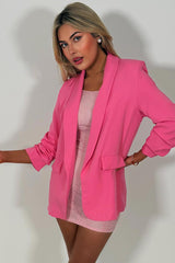 ruched sleeve blazer for womens occasion outfit styledup 
