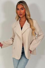 womens cross over blazer asymmetric tailored jacket beige styledup uk zara