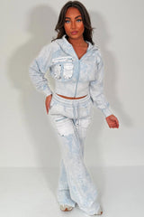 womens wide leg joggers and zip through hoodie co ord lounge set styledup 