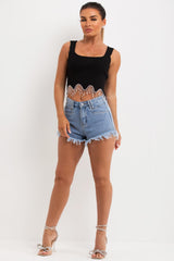 high waisted denim shorts uk