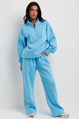 womens half zip sweatshirt and straight leg joggers loungewear set airport outfit