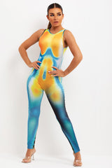 sleeveless body print jumpsuit