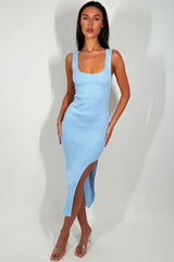 womens ribbed midi dress with side cut