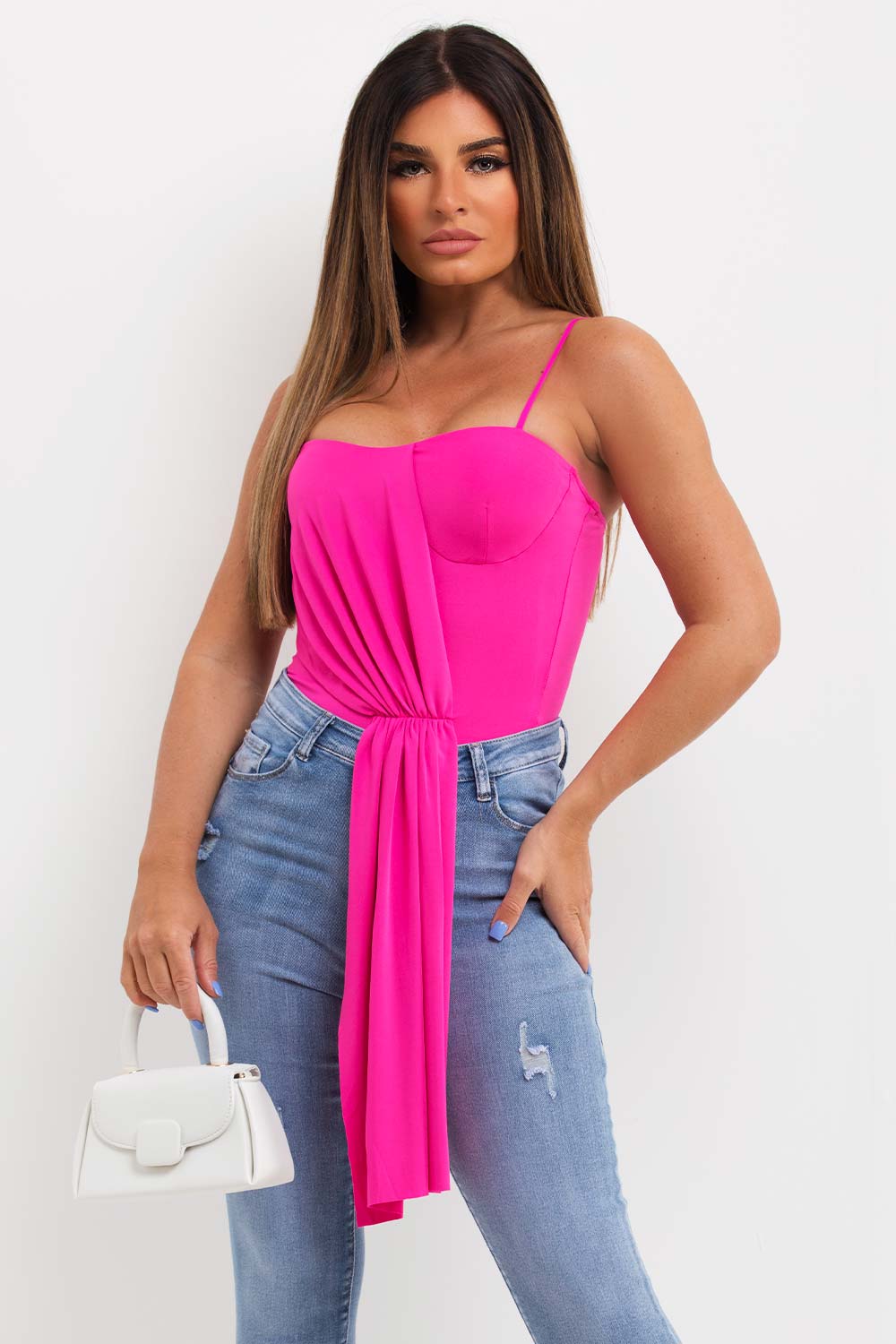 pink going out bodysuit occasioon top