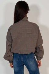 womens oversized check bomber jacket styledup uk
