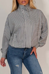 womens checked jacket black white checked print styledup uk
