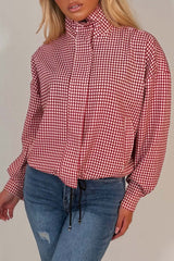 womens red checked jacket print styledup uk