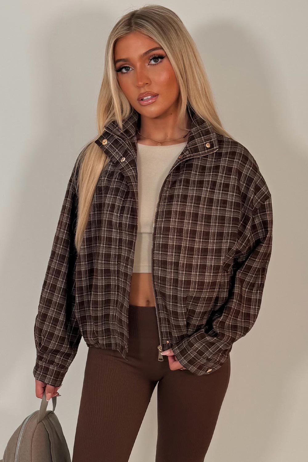 cernucci check nylon jacket for womens
