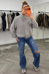 womens checkered bomber jacket styledup uk