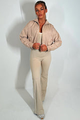 womens zara crop bomber jacket acid wash 