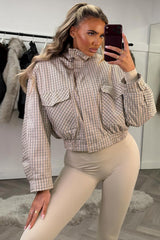 trendy check padded puffer jacket for womens styledup uk