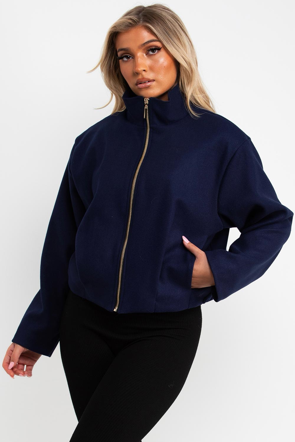 womens zara navy soft bomber jacket uk