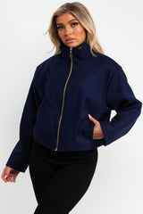 womens zara navy soft bomber jacket uk