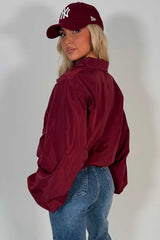 womens long sleeve jacket burgundy wind breaker zara uk sale 